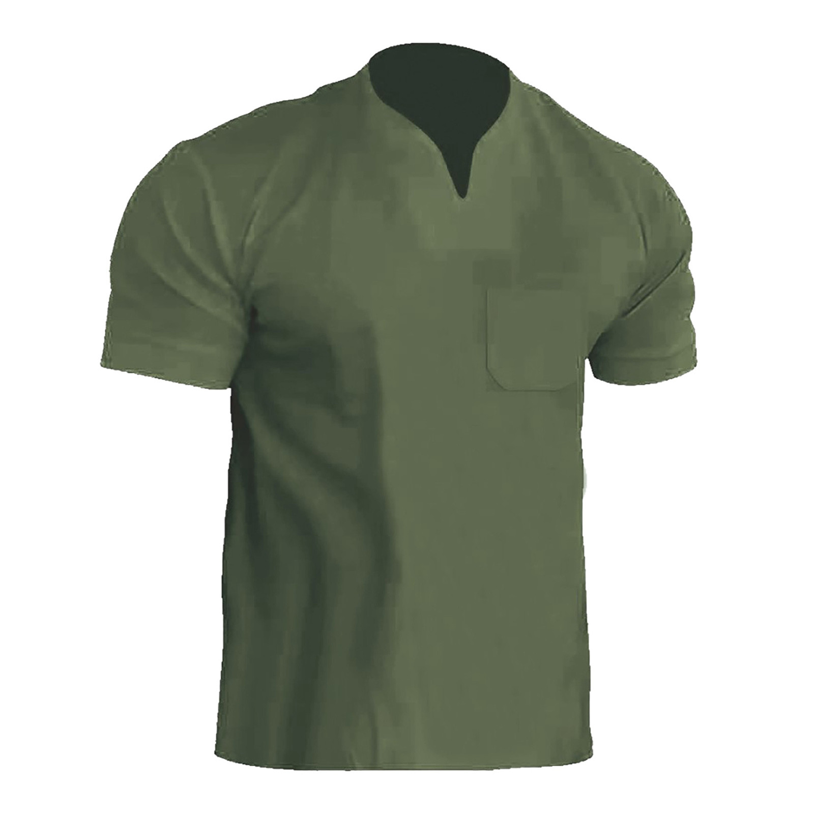 thumbnail image 4 of Camiseta de manga corta de color liso con bolsillo en contraste para hombre, para el verano y el tiempo libre - Mezcla de poliéster y algodón, estilo solapa, adecuada para el trabajo y el tiempo libre, 4 of 4